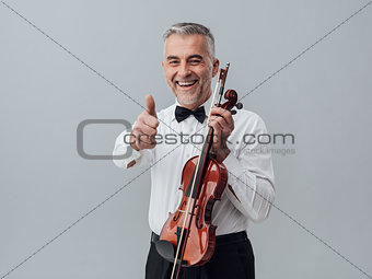 Cheerful violinist portrait