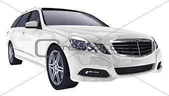 Large white family business car with a sporty and at the same time comfortable handling. 3d rendering.
