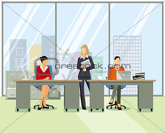 Office workplace, people at work, illustration
