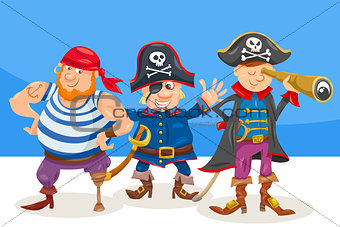 funny pirate characters cartoon illustration