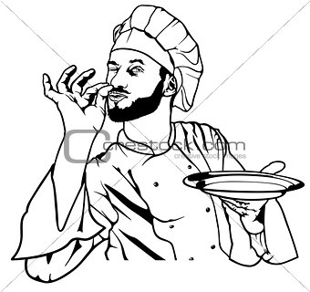 Chef Gesture Delicious and Holding a Plate