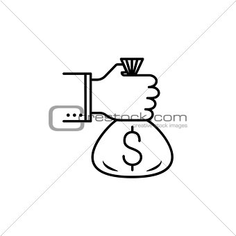 a bag of money in the hands icon.Element of popular finance icon. Premium quality graphic design. Signs, symbols collection icon for websites, web design,