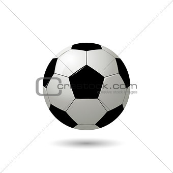 Realistic soccer ball on white background. Vector illustration