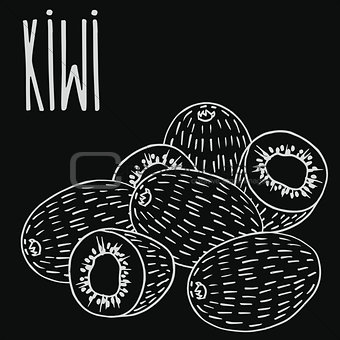 Chalkboard ripe kiwi fruit