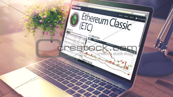 Dynamics of Cost of ETHEREUM CLASSIC on the Laptop Screen.