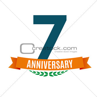Template 7 Years Anniversary Background with Ribbon Vector Illustration
