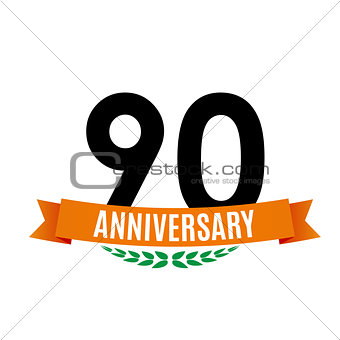 Template 90 Years Anniversary Background with Ribbon Vector Illustration