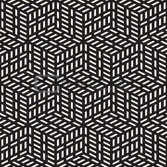 Vector seamless pattern. Modern stylish lattice texture. Repeating geometric background. Cubes with mosaic faces.