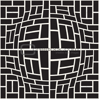 Halftone bloat effect optical illusion. Abstract geometric background design. Vector seamless black and white pattern.