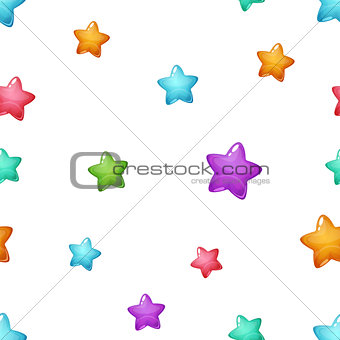 Star cartoon pattern. Blue, pink, green, yellow.