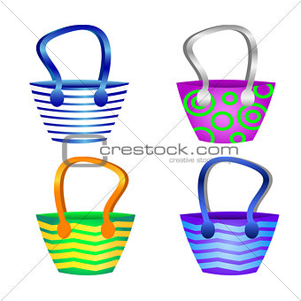 Summer beach bags isolated for the decoration of the tourist boo