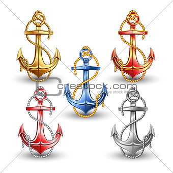 Nautical anchors isolated on white background.