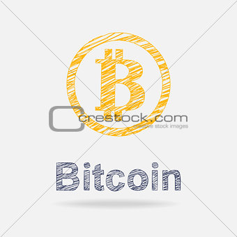 Bitcoin icon in doddle style