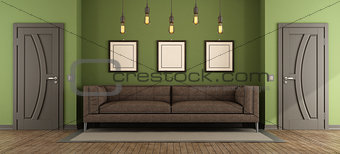 Modern green and brown living room