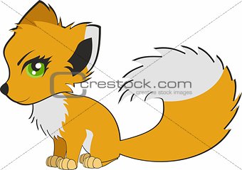 Illustration of Cute fox cartoon isolated on white background