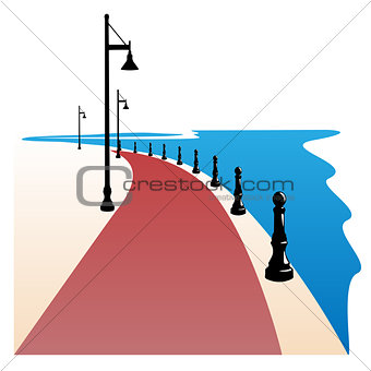 Seaside Boardwalk Vector illustration