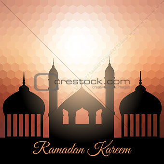 Ramadan Kareem background with mosque silhouette