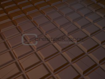Tile of black chocolate, 3d illustration.