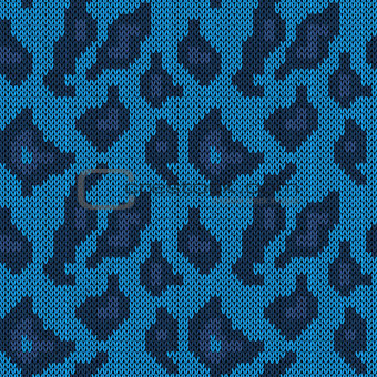Seamless knitted dark blue camouflage pattern