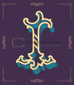 Colored vector illustration of capital letter I