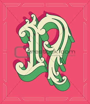 Colored vector illustration of capital letter N