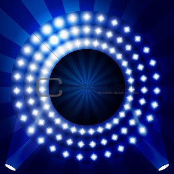 TV show backdrop with circles of lights - illuminated stage or p