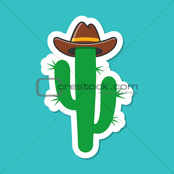Cartoon cowboy cactus plant label