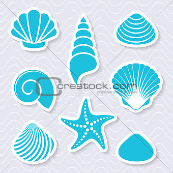 Simple vector sea shells and starfish