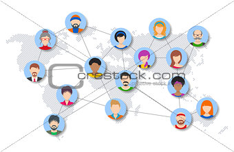 Vector world people network diagram