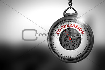 Cooperation on Pocket Watch Face. 3D Illustration.