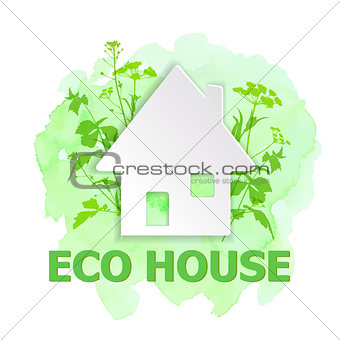 White paper house and green plants 