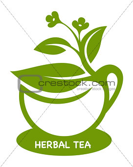 Herbal tea. Eco product logo.