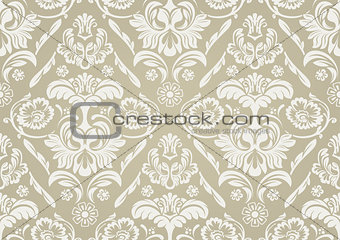 Wallpaper with White Damask Pattern