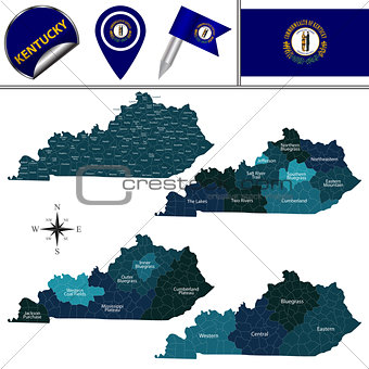 Map of Kentucky with Regions