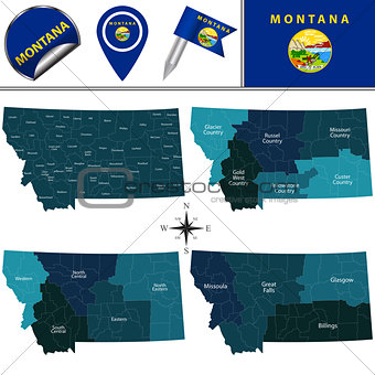 Map of Montana with Regions