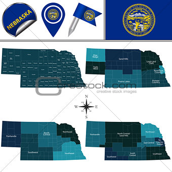 Map of Nebraska with Regions