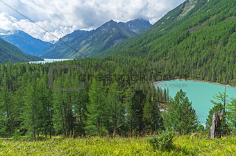 Mountain lakes. Altai Mountains, Russia. Sunny summer day.