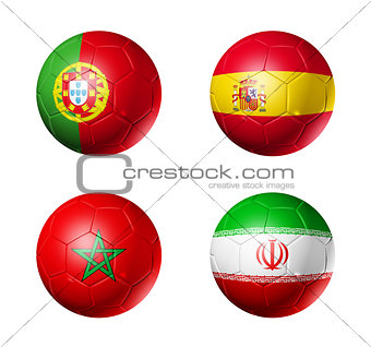 Russia football 2018 group B flags on soccer balls