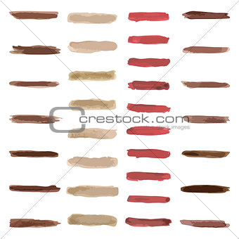 set of brown paint water color brushes stroke