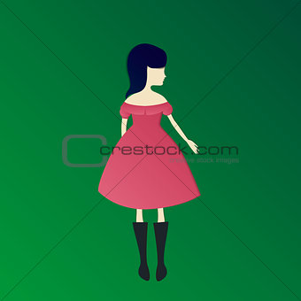 paper cut girl in dress vector illustration