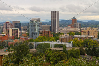 Downtown Portland Cityscape Nestled in Trees