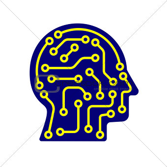 AI artificial intelligence icon. Techno human head logo concept creative idea sign learning icon people.
