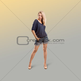 Woman isolated on trendy gradient background