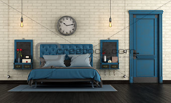 Blue retro master bedroom