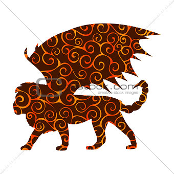 Manticore pattern silhouette mythology symbol fantasy.