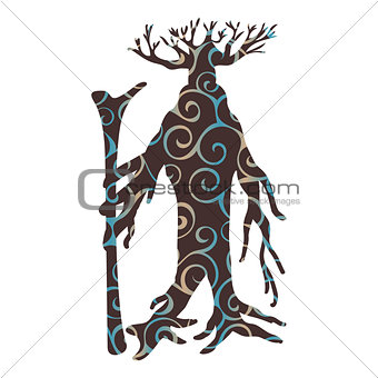 Ent tree pattern silhouette ancient legend fantasy