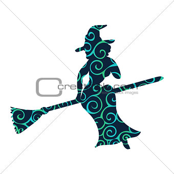 Witch magical pattern silhouette fantasy broom.