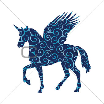 Pegasus Unicorn pattern silhouette mythology symbol fantasy tale