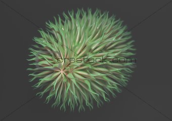 Virus cells with tentacles or bacteria. 3d render.