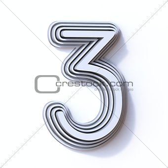 Three steps font number 3 THREE 3D